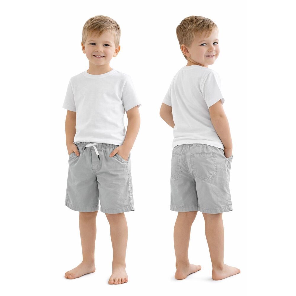 Cat & Jack Boys Gray Pull On Chino Shorts 6/7 Elastic Waist Drawstring Casual